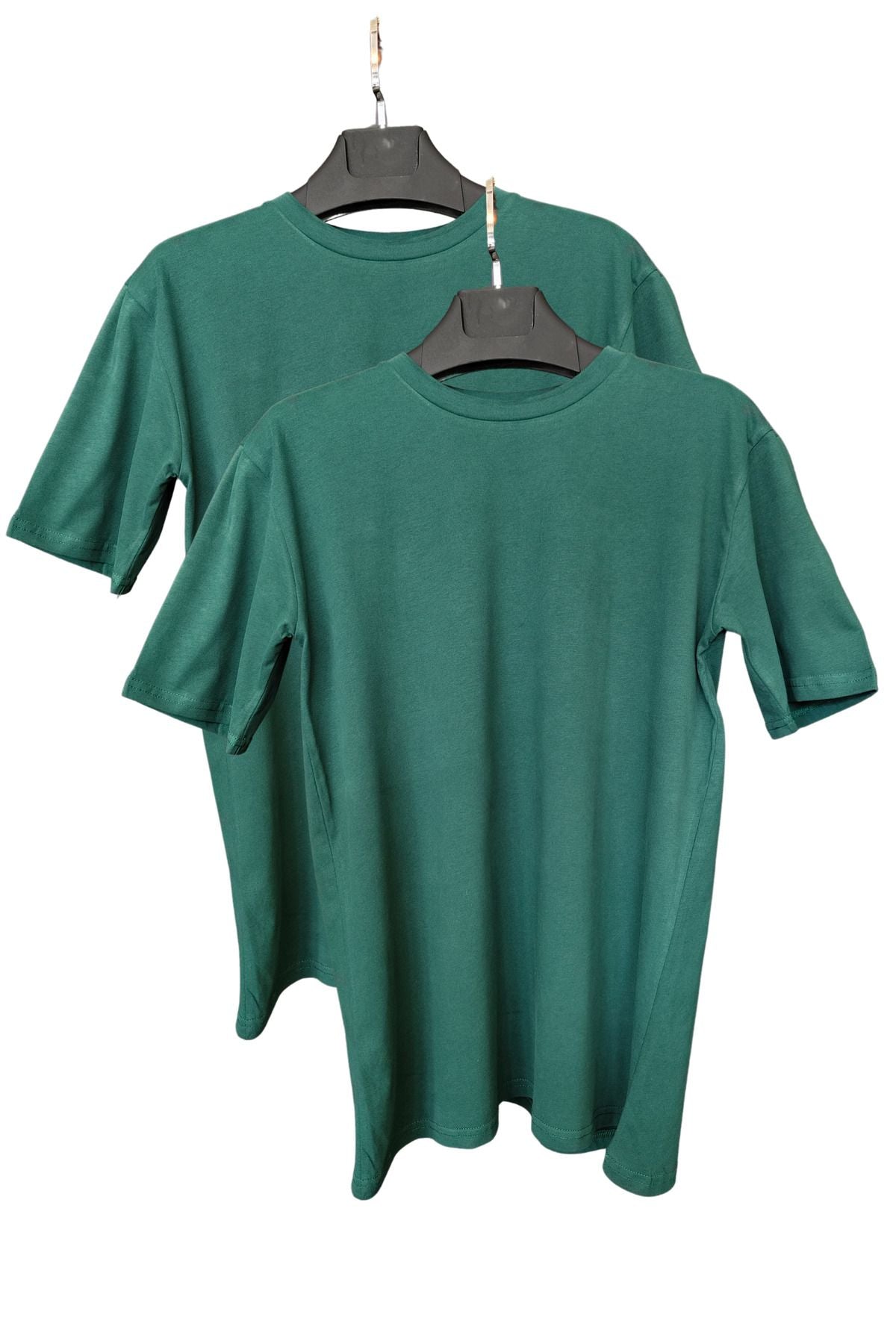 %100 Pamuk Slim Fit 2'li Tişört Seti - Koyu Yeşil