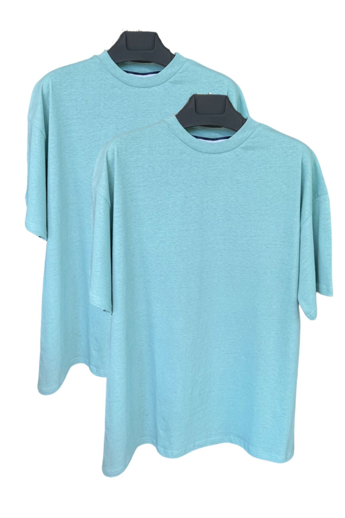 %100 Pamuk Slim Fit 2'li Tişört Seti - Mint Yeşili