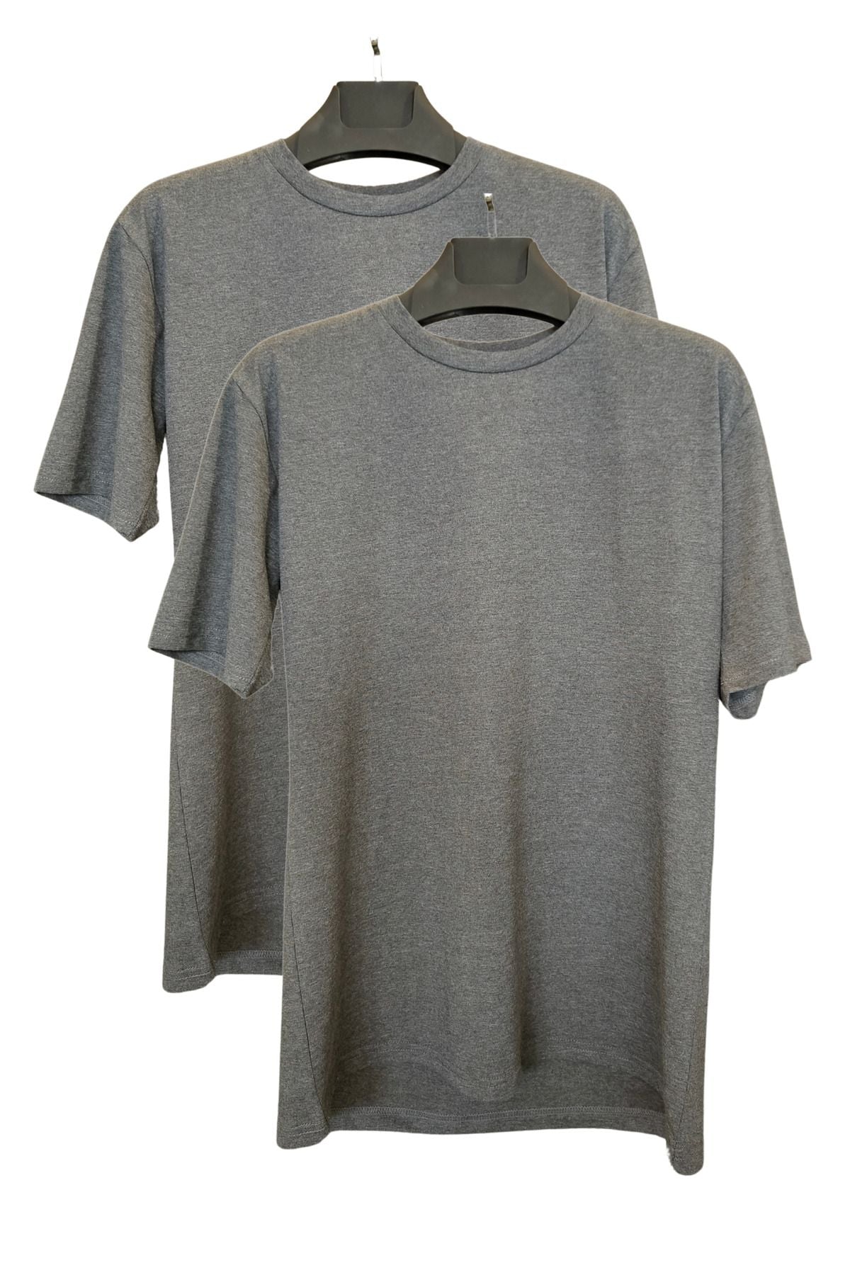 %100 Pamuk Slim Fit 2'li Tişört Seti - Füme
