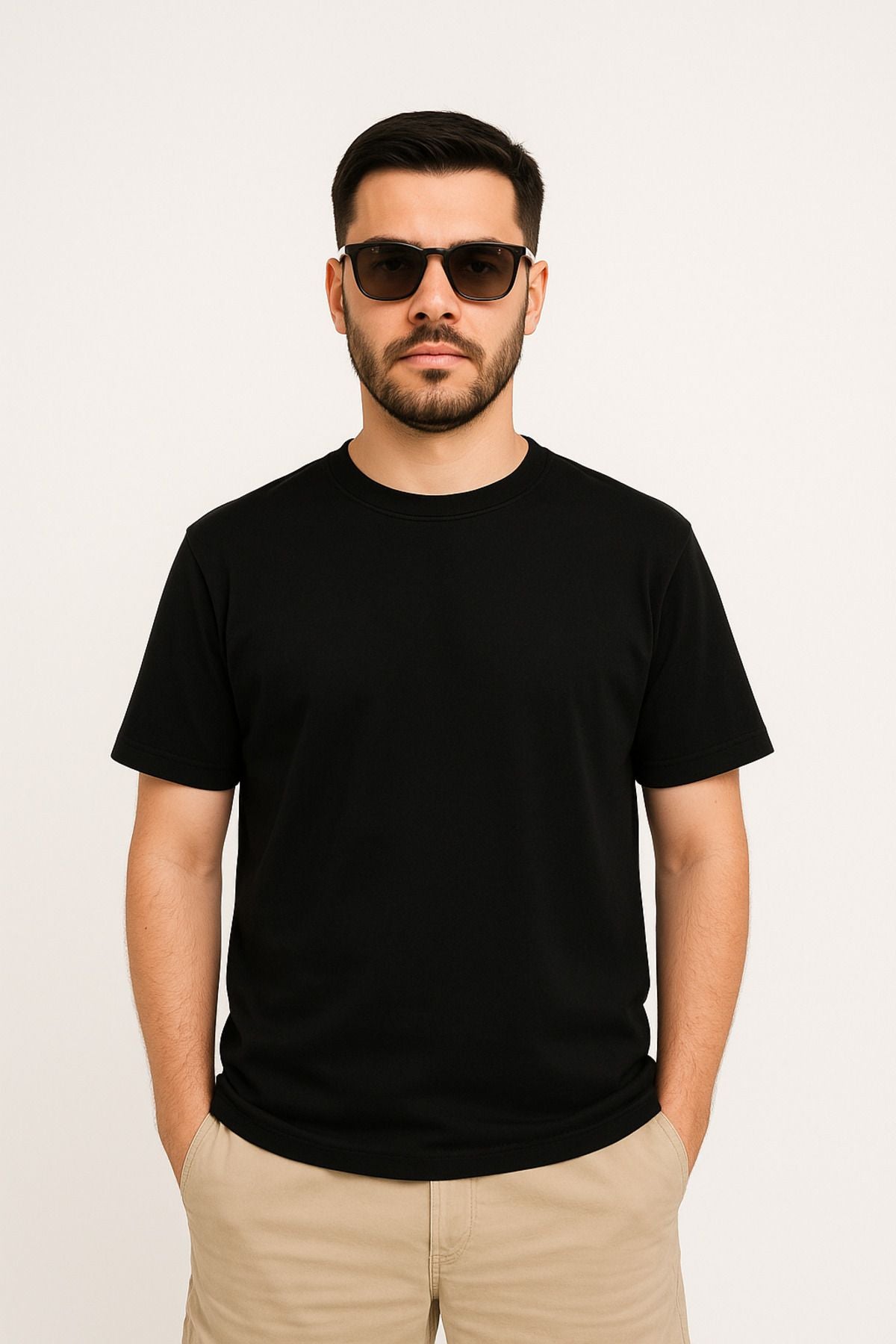 %100 Pamuk Regular Fit Basic Tişört - Siyah