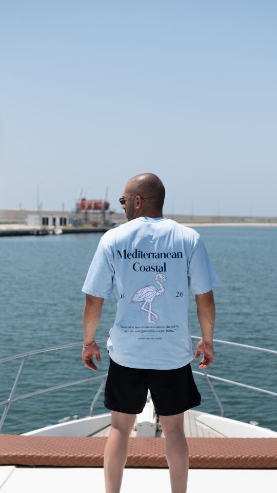 Estado Originals Mediterranean Coastal Oversize Tişört Soft Mavi